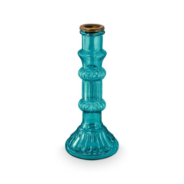 Pip Studio Candle Holder Turquoise Glass 20cm | Allium Interiors