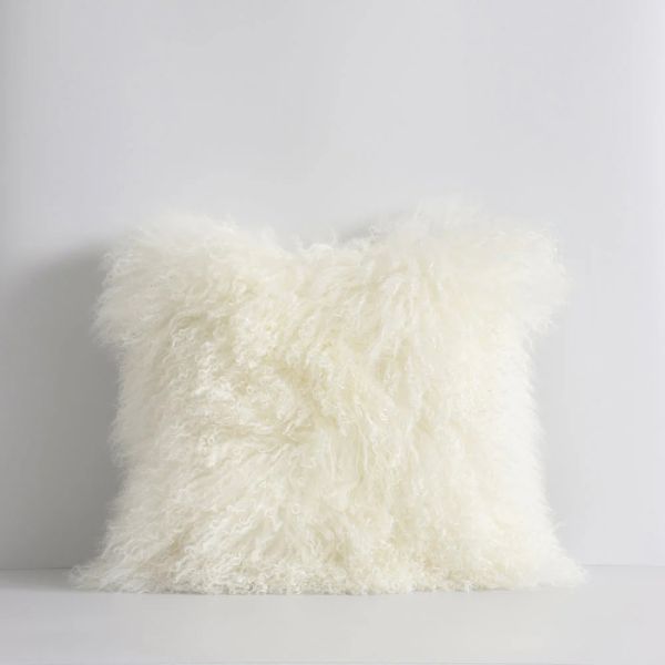 Baya Cushion Meru Tibetan Lamb Natural White | Allium Interiors