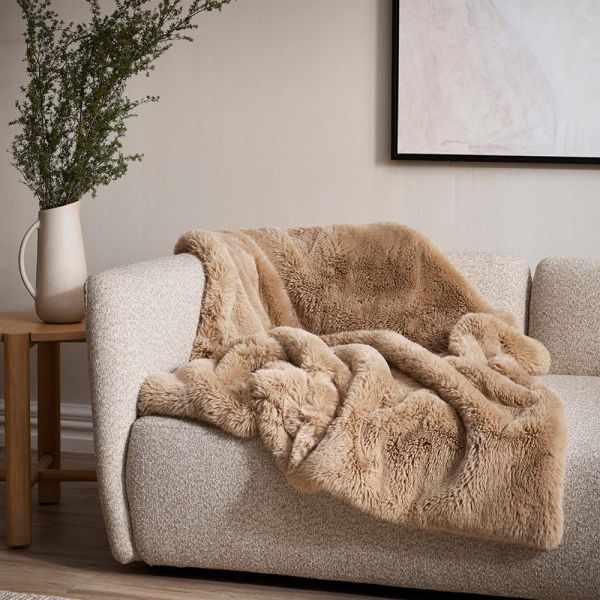 Baya Faux Fur Throw Pele Biscuit | Allium Interiors