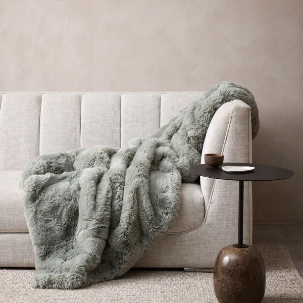 Baya Faux Fur Throw Pele Seafoam | Allium Interiors