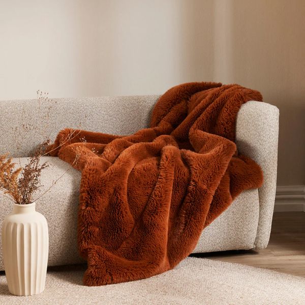 Baya Faux Fur Throw Pele Sienna | Allium Interiors