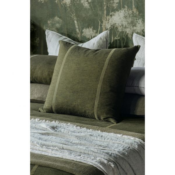 Bianca Lorenne Ruscello Deep Moss Euro Pillowcase Pair | Allium Interiors