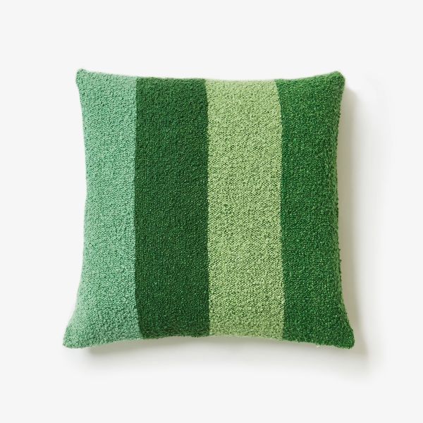 Bonnie And Neil Cushion Boucle Wide Stripe Green | Allium Interiors