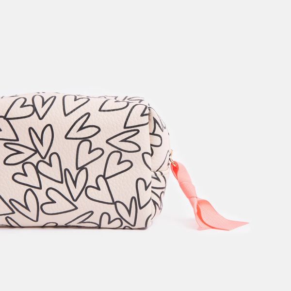 Caroline Gardner Mini Cube Cosmetic Bag Mono Hearts | Allium Interiors