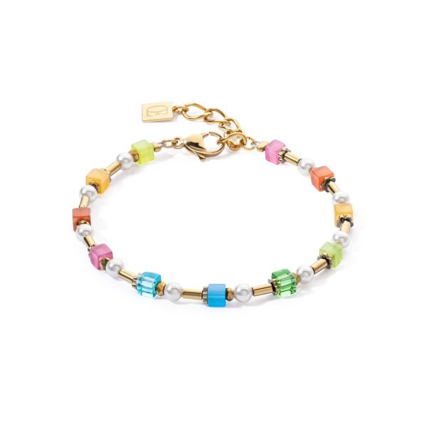 COEUR de LION Bracelet Mini Geocube & Pearls Gold Rainbow | Allium Interiors