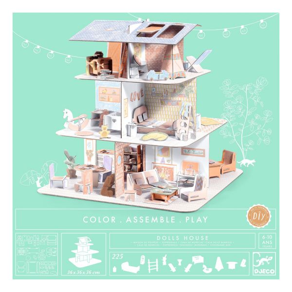 Djeco DIY Colour Assemble Play Dolls House | Allium Interiors