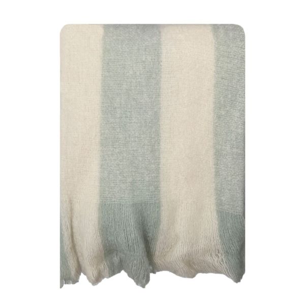 L&M Throw Bliss Strip Blue/Cream | Allium Interiors