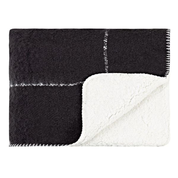 L&M Throw Sherpa Grid Black | Allium Interiors