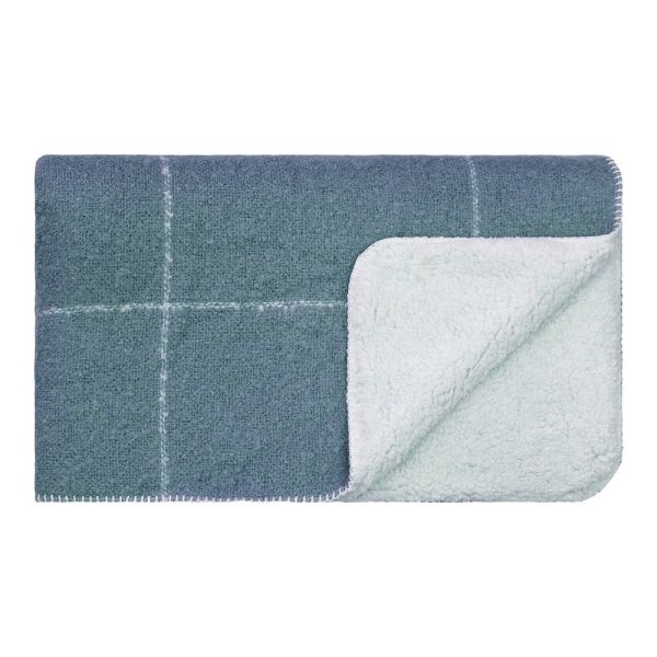 L&M Throw Sherpa Grid Blue | Allium Interiors