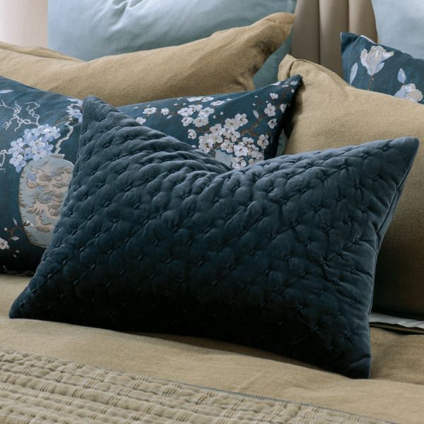 Bianca Lorenne Mica Prussian Blue Cushion | Allium Interiors