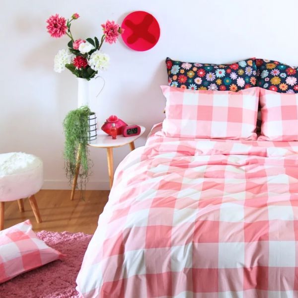 Patersonrose Blossom Pink Gingham Duvet Set | Allium Interiors