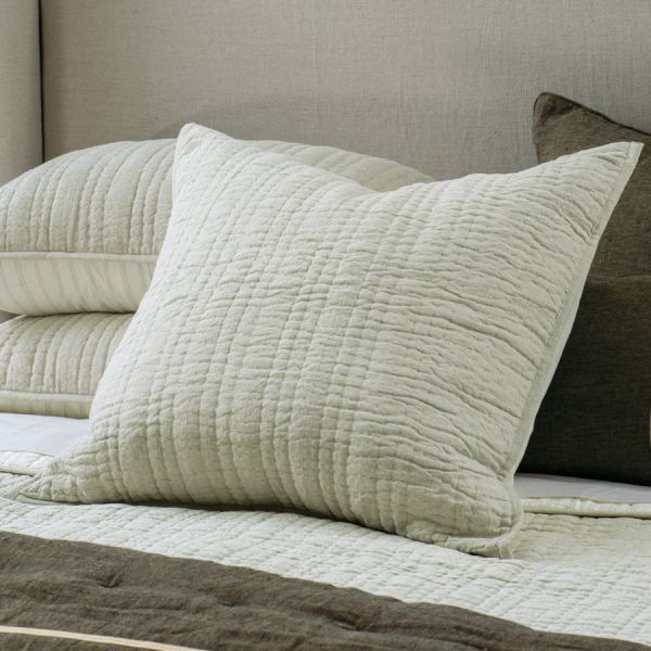 Bianca Lorenne Ricamo Oatmeal Euro PIllowsham Pair | Allium Interiors