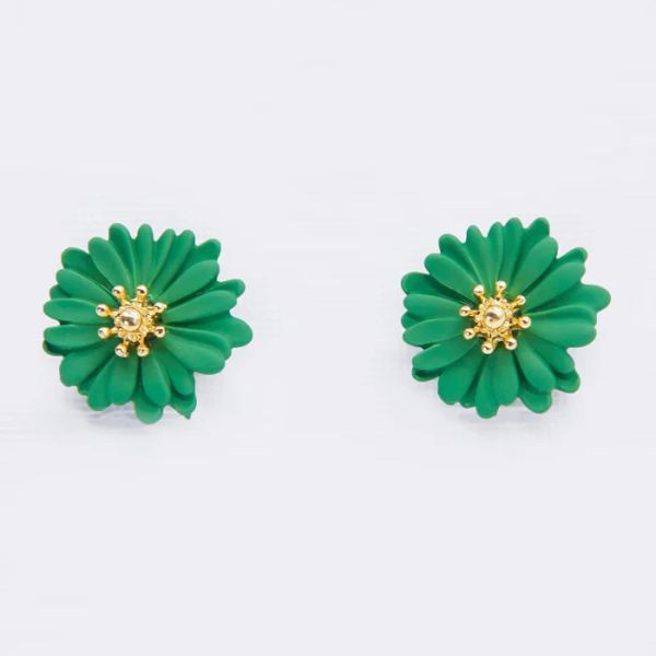 Stella+Gemma Earring Daisy Flower Kelly Green | Allium Interiors