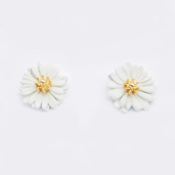 Stella+Gemma Earring Daisy Flower White | Allium Interiors