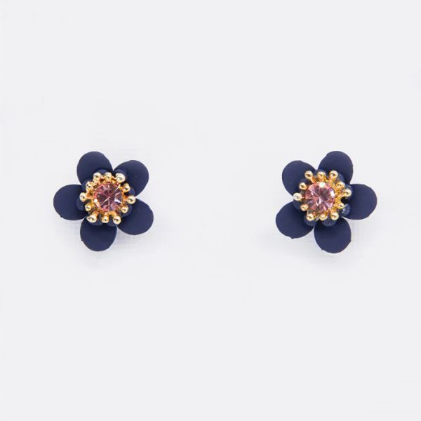 Stella+Gemma Earring Daisy with Stone Navy | Allium Interiors