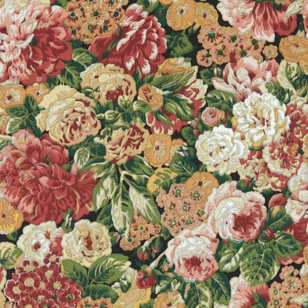 Sanderson Wallpaper Rose And Peony Amanpuri Red/Devon Green | Allium Interiors