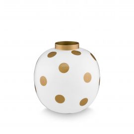 Pip Studio Vase Metal Dots White Gold 23cm