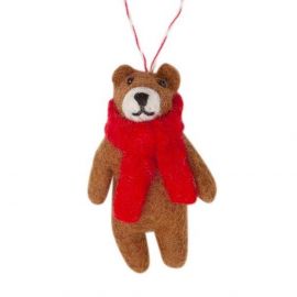 Vevoke Christmas Decoration NZ Wool Brown Bear