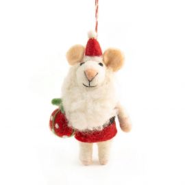 Vevoke Christmas Decoration NZ Wool Santa Mouse