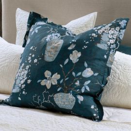 Bianca Lorenne Ikebana Teal Euro Pillowcase Pair