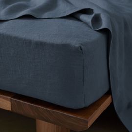 Weave Ravello Linen Fitted Sheet Denim