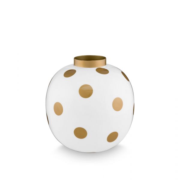 Pip Studio Vase Metal Dots White Gold 23cm | Allium Interiors