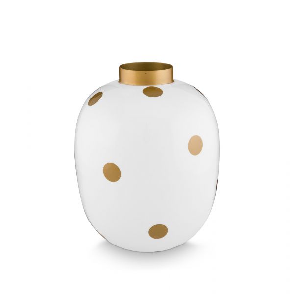 Pip Studio Vase Metal Dots White Gold 32cm | Allium Interiors