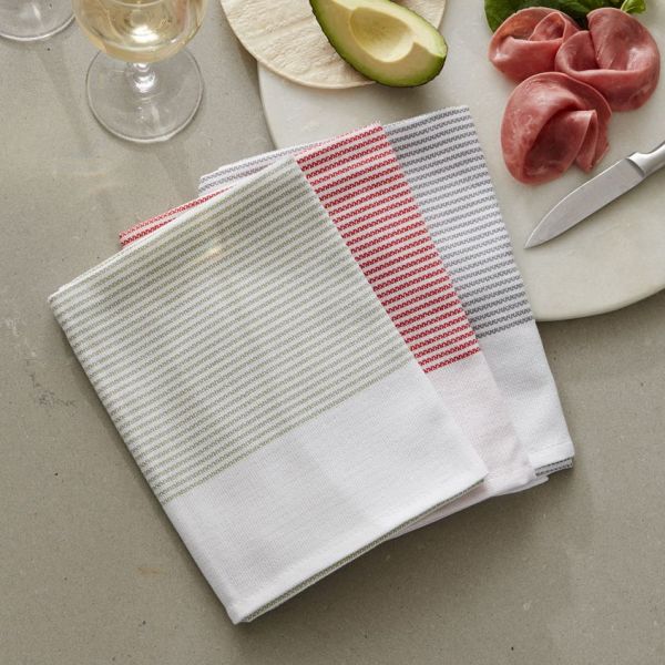 Baksana Thirsty Tea Towel Set/3 Smoke Chilli Sweetpea | Allium Interiors