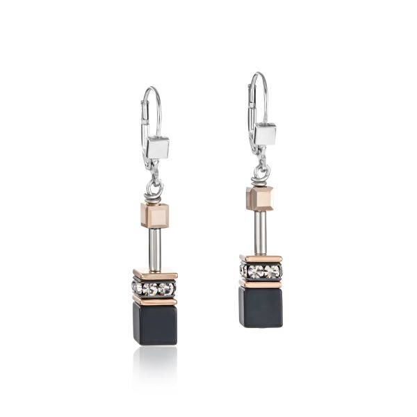 COEUR de LION Earrings Geocube Onyx Black & Rose Gold | Allium Interiors