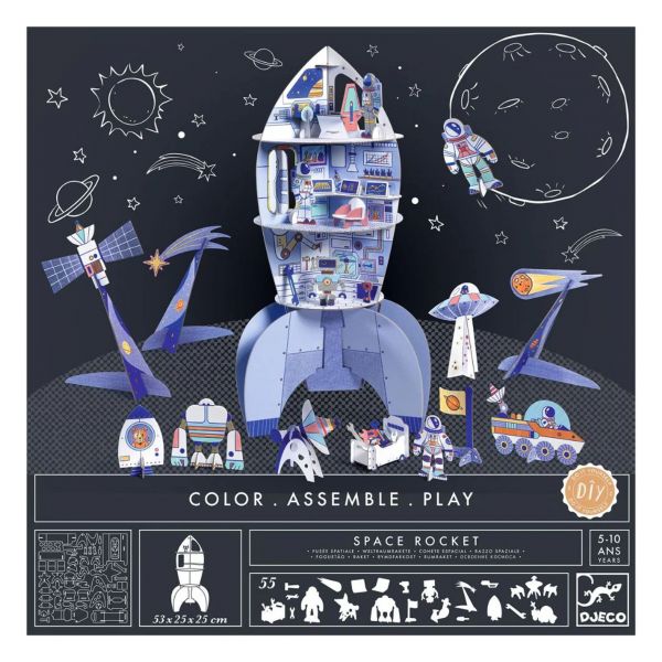 Djeco DIY Colour Assemble Play Space Rocket | Allium Interiors