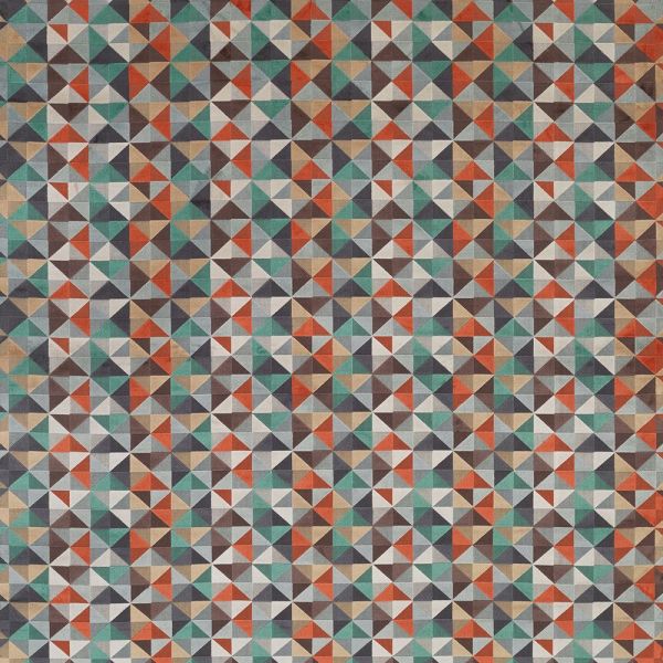 Osborne & little Fabric Velatura Coral/Aqua/Steel | Allium Interiors