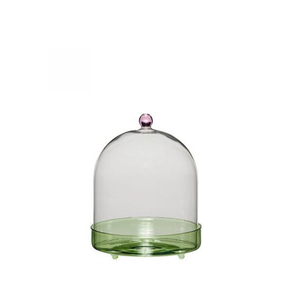 Hübsch Glass Dome Flora Green/Pink | Allium Interiors