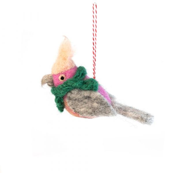 Vevoke Christmas Decoration NZ Wool Galah Gerry Pink  | Allium Interiors