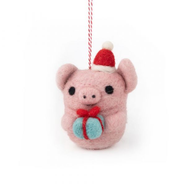 Vevoke Christmas Decoration NZ Wool Percy Pig | Allium Interiors