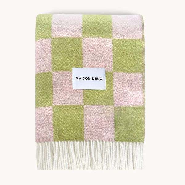 Maison Deux Blanket Checkerboard Kiwi Pink | Allium Interiors