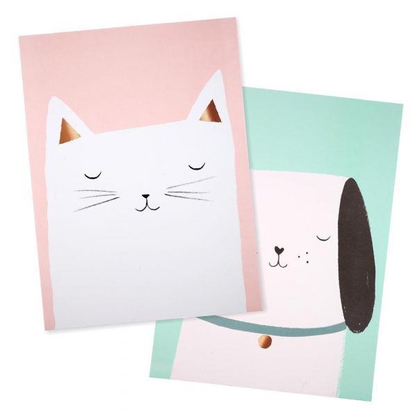 Meri Meri Art Print Cat & Dog | Allium Interiors