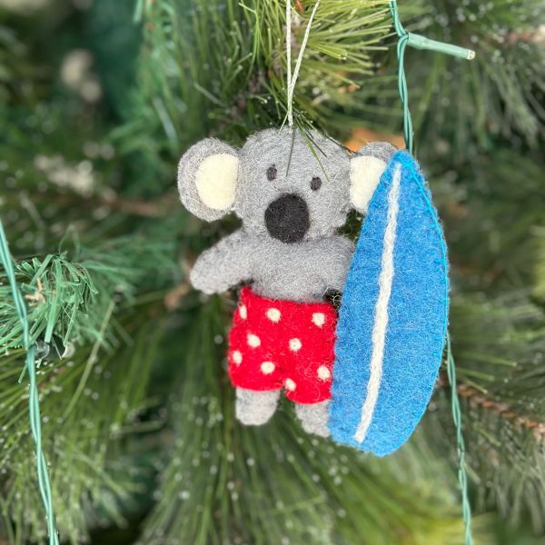 Pashom Christmas Decoration Koala with Surfboard | Allium Interiors