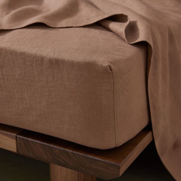 Weave Ravello Linen Fitted Sheet Biscuit | Allium Interiors