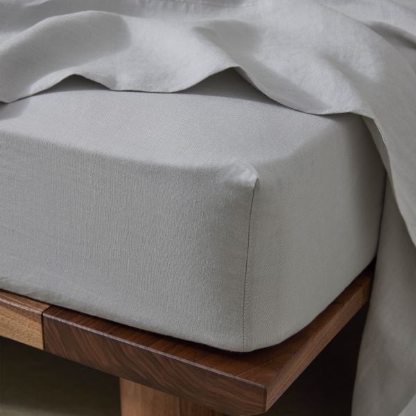 Weave Ravello Linen Fitted Sheet Silver | Allium Interiors