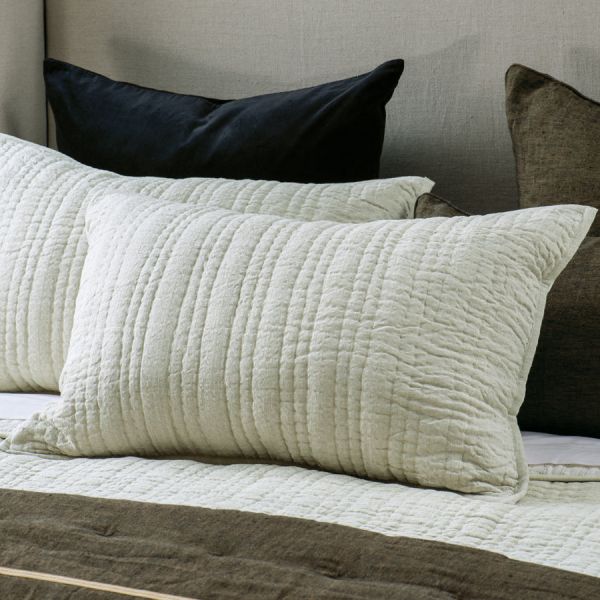 Bianca Lorenne Ricamo Oatmeal Pillowsham Pair | Allium Interiors