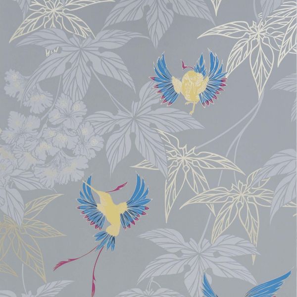 Osborne & Little Wallpaper Grove Garden Yellow with Cameo Blue | Allium Interiors