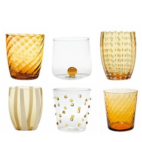 Zafferano Melting Pot Tumblers Set of 6 Amber | Allium Interiors