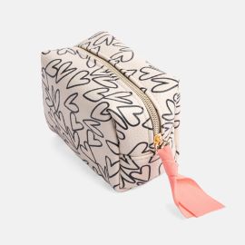 Caroline Gardner Mini Cube Cosmetic Bag Mono Hearts