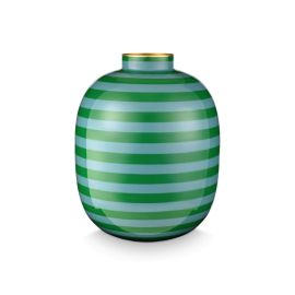 Pip Studio Vase Metal Stripes Green 32cm
