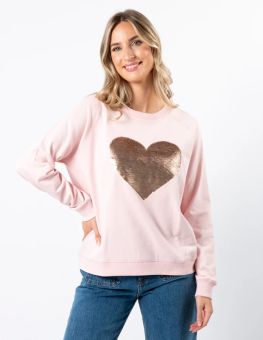 Stella+Gemma Sweater Marshmallow With Sequin Heart 