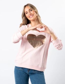 Stella+Gemma Sweater Marshmallow With Sequin Heart 