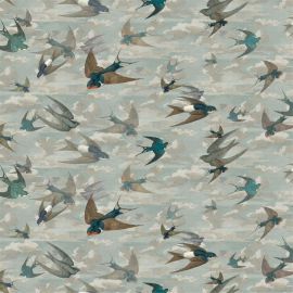 John Derian Fabric Chimney Swallows Sky Blue