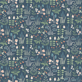 Borastapeter Wallpaper Strawberry Field Midnight Blue