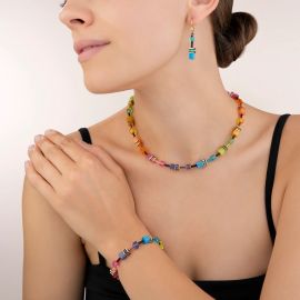 COEUR de LION Necklace Geocube Multicolour Rainbow Gold