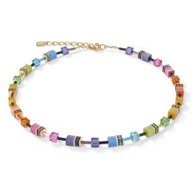 COEUR de LION Necklace Geocube Multicolour Rainbow Gold